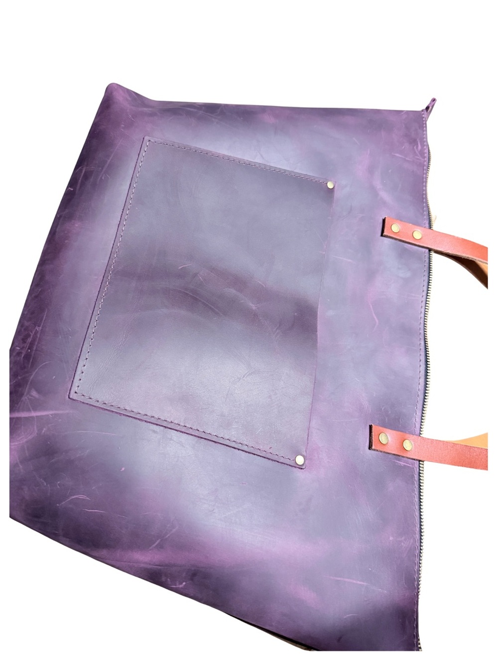 Portland Leather Goods oversized Tote Larkspur Purple VGUC - Picture 10 of 16